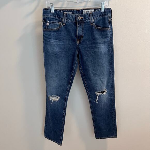 AG Adriano Goldschmied The Ex-Boyfriend Slouchy Slim Distressed Jeans Size 28R - Picture 1 of 11